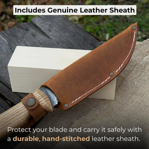Couteau de survie et de chasse artisanal THEWIZ CRAFTS, fait main, en acier Damas, lame fixe, autres poignées, étui en cuir, 15 pouces - Product Image 5