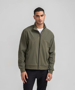 Veste de course coupe-vent pour homme, couleur olive, fermeture éclair, col montant, style décontracté, vêtement d'automne, matière polyester - Product Image 3