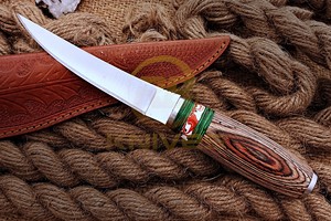 Cuchillo profesional para deshuesar carne, hoja de acero inoxidable, hecho a mano, con funda de cuero. - Product Image 2