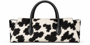 Sac en cuir à imprimé vache avec fermeture à boucle, motif noir et blanc, sac à main à bandoulière - Product Image 2