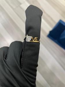Anillo de Oro Amarillo de 9K Chapado en Oro con Diamante Cultivado en Laboratorio de Corte Redondo en Forma de Corazón de Lujo, con Letra de Amor, Menos de 1 Quilate, Oro Rosa, Blanco y Amarillo - Product Image 4