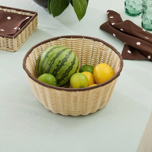 Cesta Redonda de Ratán Natural Hecha a Mano, Contenedor de Mimbre Tejido para Frutas, Pan, Bocadillos, Almacenamiento de Cocina, Mesa de Comedor - Product Image 5