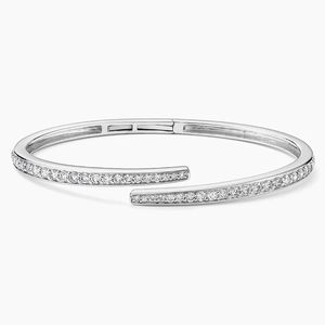 Bracelet manchette en argent sterling 925 avec zircone cubique taille brillant, design à espace négatif, pour femme, usage quotidien et bureau - Product Image 3