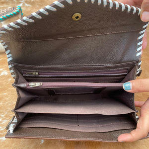 Monedero cruzado de cuero hecho a mano para mujer, monedero de piel de vaca occidental con tarjetero Floral, bolso de mano para teléfono móvil para viajes - Product Image 6