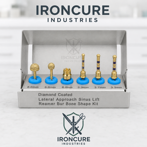 ชุดดอกสว่านเจาะกระดูกแบบเคลือบเพชรสำหรับการยกไซนัสแบบ Lateral Approach ของ Ironcure Industries ขนาด 6 ชิ้น 8.0 มม. 6.0 มม. 3.3 มม. 3.7 มม. - Product Image 2