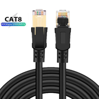 Kabel Jaringan ETL Terverifikasi 40Gbps/2000Mhz Sftp Cat8 RJ45 Berlapis Emas 100% Tembaga Murni dengan Selubung PVC/LSZH, Kabel Patch Plano