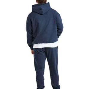 <b>Mens</b> <b>Navy</b> Blue Oversized Hoodie Tracksuit Set Matching Sweatpants Two Piece Casual Streetwear Sportswear <b>Jogger</b> Suit - Product Image 5