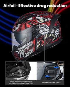 <span class=keywords><strong>Casco</strong></span> Integral ILM para Motocicleta con Doble Visera y Diseño Gráfico, Nuevo Modelo-129M Homologado por DOT para Hombre y Mujer - Product Image 4