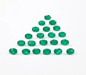 พลอยออนิกซ์สีเขียวธรรมชาติทรงรี 9x7 มม. เจียระไนแบบเหลี่ยม สำหรับทำเครื่องประดับ พลอยออนิกซ์สีเขียวทรงรี พลอยกึ่งมีค่า - Product Image 2