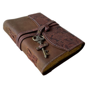 Diario de Cuero Hecho a Mano Personalizado, Cuaderno de Bocetos con Diseño de Flores de Jardín, Encuadernado con Hilo, Estilo Vintage, para Viajes, Dibujo y Planificación - Product Image 2