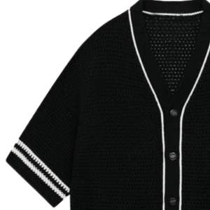 Camisa de Béisbol de Punto para Hombre, Manga Corta, con Botones, Ribete a Rayas, Estilo Casual, Tejido de Punto, Suministro al por Mayor OEM - Product Image 4