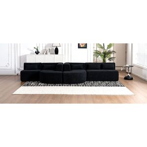 Divano Componibile Imbottito da 144 Pollici con Due Chaise Longue e Cinque Cuscini per Soggiorno (Vecchio SKU N719S00160) - Product Image 2