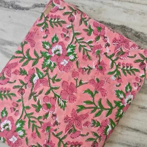 Tissu en coton imprimé au bloc élégant, écologique, réutilisable, à motifs floraux, impression personnalisée, fournisseur de tissus imprimés à la main en gros - Product Image 1