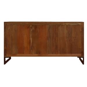 Aparador moderno rústico con 3 cajones, 3 puertas, marco de hierro, textura de madera desgastada, acabado mate, almacenamiento - Product Image 4