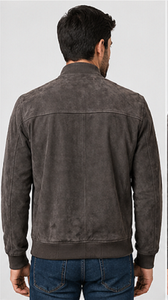 <b>Men's</b> <b>Suede</b> Leather Bomber <b>Jacket</b> Slim Fit Casual Winter Premium Outerwear Stylish ODM Zipper Front Windproof Heated Vintage - Product Image 3