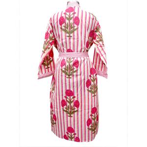 Robe de chambre femme en coton à rayures, coupe kimono décontractée, col en V, avec ceinture, longueur intégrale, pour la maison et la plage - Product Image 6
