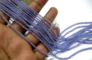 Perles de chalcédoine violette naturelle de 2 mm, micro-facettées, en forme de rondelle, brin de 13 pouces de long - Product Image 2