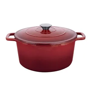 Batterie de cuisine en fonte émaillée enduite colorée 5L avec couvercles Batterie de cuisine en fonte rouge Offre Spéciale