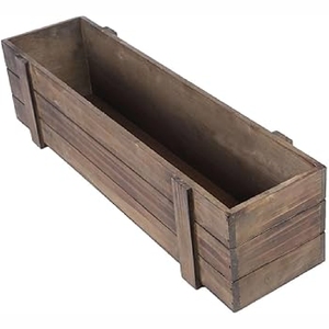 Jardinière rectangulaire rustique en bois pour jardin, grande jardinière rectangulaire en bois pour extérieur, bac à fleurs pour balcon, bac à légumes, lit de plantes succulentes - Product Image 1