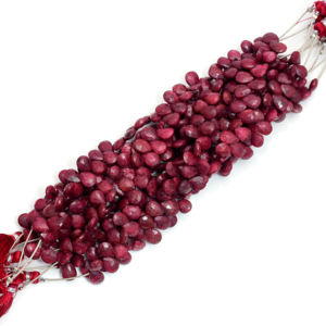 Natural <b>Ruby</b> Red Faceted Pear Shape Gemstone Beads Strand 8 Inch 5.5x7mm to 7.5x10.5 mm Handmade Jewelry Supplies - Product Image 3