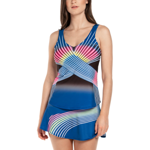 Camiseta sin mangas de malla con bloques de color para mujer, de secado rápido, atlética, informal, deportiva, con patrón negro, rojo y blanco - Product Image 5