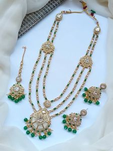 Bridal Engagement <b>Wedding</b> Navratna Kundan Necklace Earring Set Artificial Jewellery Stainless Steel Gold Plated 2026 Wholesale - Product Image 4