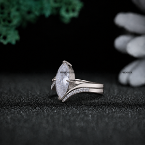 Phoenix Enterprise Marquise Cut Moissanite <b>Solitaire</b> Engagement <b>Ring</b> Rhodium Plated 925 Sterling <b>Silver</b> Prong Setting Classic - Product Image 4