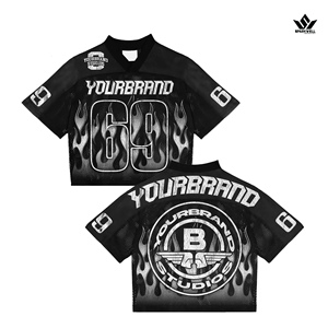 เสื้อฟุตบอลอเมริกันสีเขียวแบบกำหนดเอง คอวี แขนสั้น ผ้าตาข่ายระบายอากาศ สำหรับผู้ใหญ่ ชุดกีฬาสำหรับทีม - Product Image 6