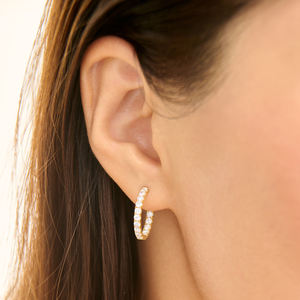 Pendientes de Aro con Diamantes Cultivados en Laboratorio de Oro de 14K, 1.4 CT, Diamantes Redondos, Baño de Rodio Medio, Joyería Fina de Lujo con Certificación IGI - Product Image 5