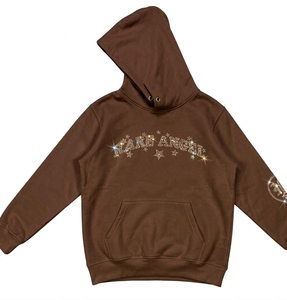 Sweat-shirt à capuche RARE ANGEL en strass pour homme, coupe oversize, en coton noir, style décontracté d'hiver, imperméable, écologique, 360g - Product Image 6