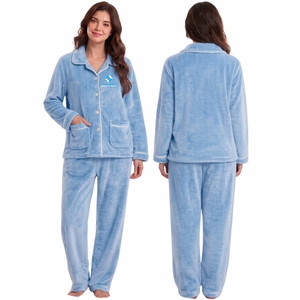 Conjunto de Pijama de Forro Polar para Mujer, Invierno 2026, Suave, Cálido, de Manga Larga, Dos Piezas, Ropa de Dormir para el Hogar - Product Image 1