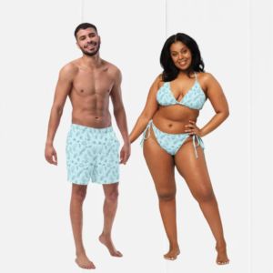 Custom Floral Print Matching Couple Swimwear Set High Quality <b>String</b> Bikini Beachwear Outfits - Product Image 2