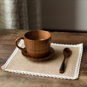 Taza de Café de Madera Natural Lavie Creations, Taza de Té de Madera Maciza Resistente al Calor, Ecológica, 200 ml, Diseño Clásico para el Hogar, Cafetería, Bar - Product Image 1