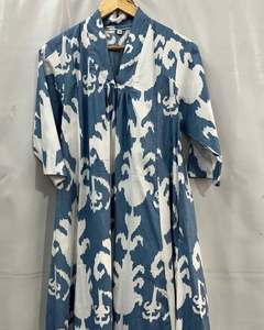 Nuevo Vestido Largo Bohemio para Mujer, Color Azul Cielo, Estampado Floral de Loto, Chifón, Cuello en V, Lazos de Algodón - Product Image 2