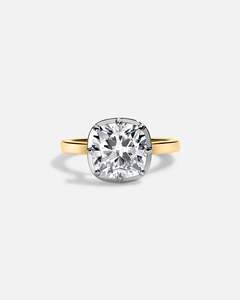 Bague de mariage solitaire en or massif 14 carats avec diamant de laboratoire taille coussin serti à griffes, 1 à 4 carats, personnalisée, faite à la main, certifiée IGI - Product Image 4