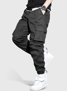 Men's Casual Canvas <b>Cargo</b> <b>Pants</b> Tapered <b>Joggers</b> Elastic Waist Midweight | Hiking Eco-friendly Multi-Pocket Utility Windproof - Product Image 3