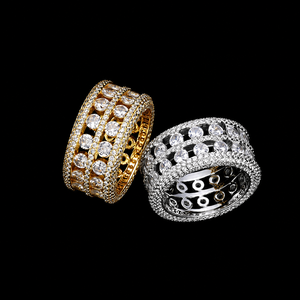 Unique Brilliant Cut Moissanite Pave Setting Engagement Anniversary Full <b>Iced</b> Hip Hop Man's Women's Classic Sterling Silver Band - Product Image 3