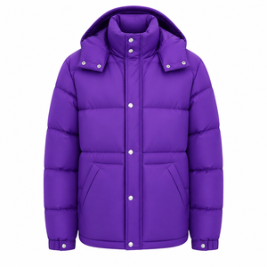 Men's Hooded Puffer <b>Jacket</b> Plain Dyed Custom Design <b>Winter</b> Quilted Padded Breathable <b>Waterproof</b> Outerwear - Product Image 1