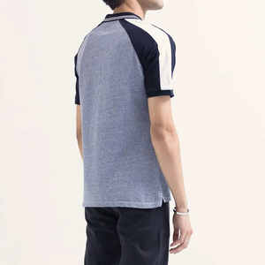 Polo homme gris chiné et bleu marine à manches raglan 2026 – Coupe ajustée décontractée élégante à manches courtes avec col rayé et bordure contrastante – Vêtement de sport - Product Image 5