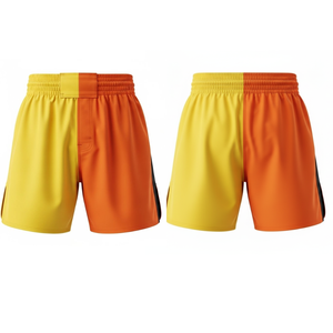 Premium MMA & Boxing Shorts Yellow Orange Dual-Color Sparring Fight <b>Trunks</b> Custom Mma Shorts MADE BY BS - Product Image 4