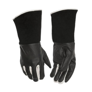 Gants de soudure robustes en cuir de chèvre noir pleine fleur, antistatiques, respirants, antidérapants, avec manchette de sécurité, usage intensif 7 - Product Image 1