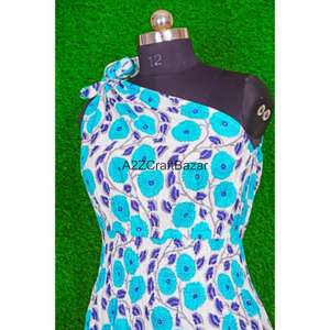 Robe moulante mi-longue sans manches à épaules dénudées 100 % coton imprimé floral sexy respirante écologique pour femme, idéale pour les fêtes d'été et de printemps - Product Image 4