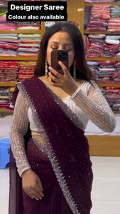 Women Saree Elegant Ethnic Fashion Wear Traditional Indian Draped Outfit Floor-Length Soft Polyester <b>Fabric</b> Quick Dry Beautiful - Product Image 5
