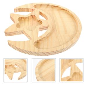 New Arrivals Moon Design Wooden Tableware EID Ramadan Tray Dry Fruit Tray Party Food Serving Ramadan <b>Pine</b> Wood Tray - Product Image 1