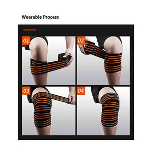 Manchon de soutien élastique noir pour genou, pour hommes, vêtement de fitness, couleur unie, logo personnalisé imprimé, patch logo - Product Image 6