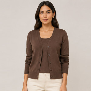 Ensembles deux pièces haut de gamme pour femmes, tricotés, unis, décontractés et élégants, 100% Coton/Laine, respirants, coupe confortable, Hiver, Vente en gros - Product Image 1