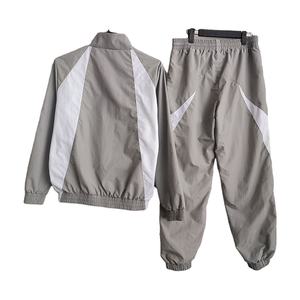Ensemble de survêtement sportif kaki pour homme – Veste à col montant zippée et pantalon en polyester respirant – Vêtement d'automne – Coupe-vent – Vente en gros - Product Image 4