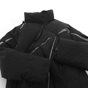 Chaqueta Acolchada Blanca para Hombre con Cuello Alto y Detalles Rojos, Cierre de Cremallera, Estilo Deportivo, Chaqueta Gruesa de Plumón para Hombre - Product Image 6