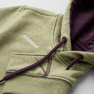 เสื้อพูลโอเวอร์คอกลมสีเขียวมะกอกแบบยูนิเซ็กซ์ ผ้าฝ้ายฟลีซ 100% กันลม สวมใส่สบาย สีพื้น ดีไซน์มีกระเป๋า เหมาะสำหรับใส่ในฤดูหนาว - Product Image 6
