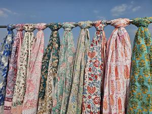 Hand Block Print Soft Cotton Sarong Long Scarf Fashion Beach Cover up Boho Pareo Indian Boho Beach Wrap Dupatta Wholesale Bulk - Product Image 5